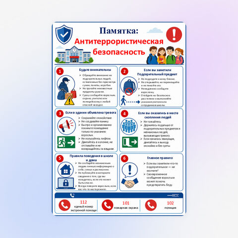 Памятка для учащихся «Антитеррористическая безопасность»