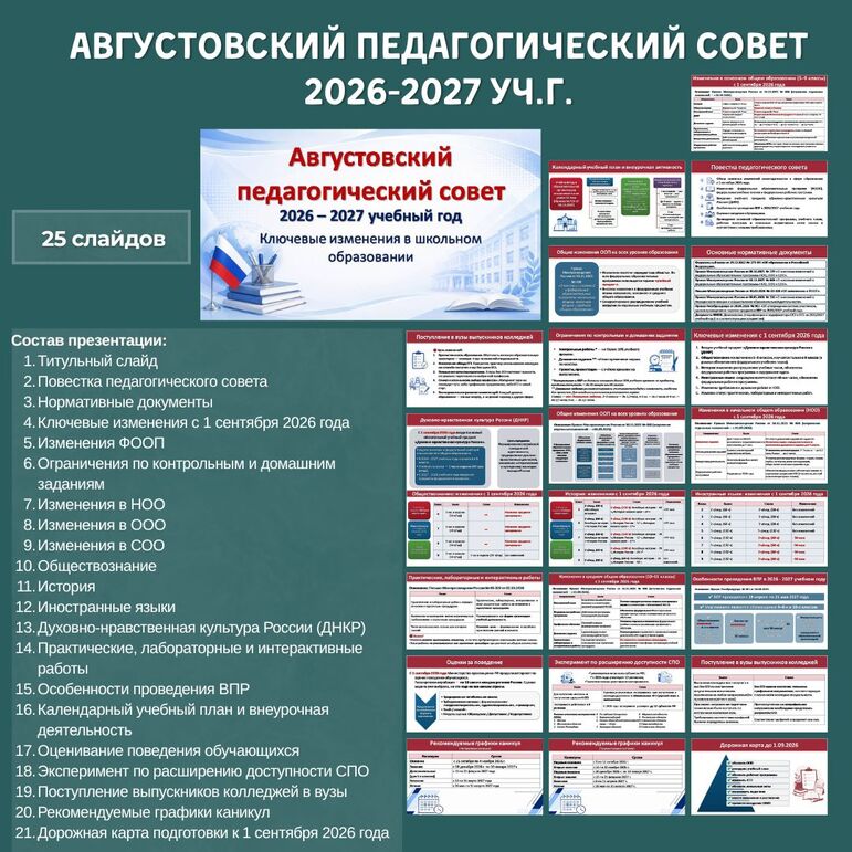 Презентация к августовскому педагогическому совету 2026–2027 уч.г. «Ключевые изменения в школьном образовании»
