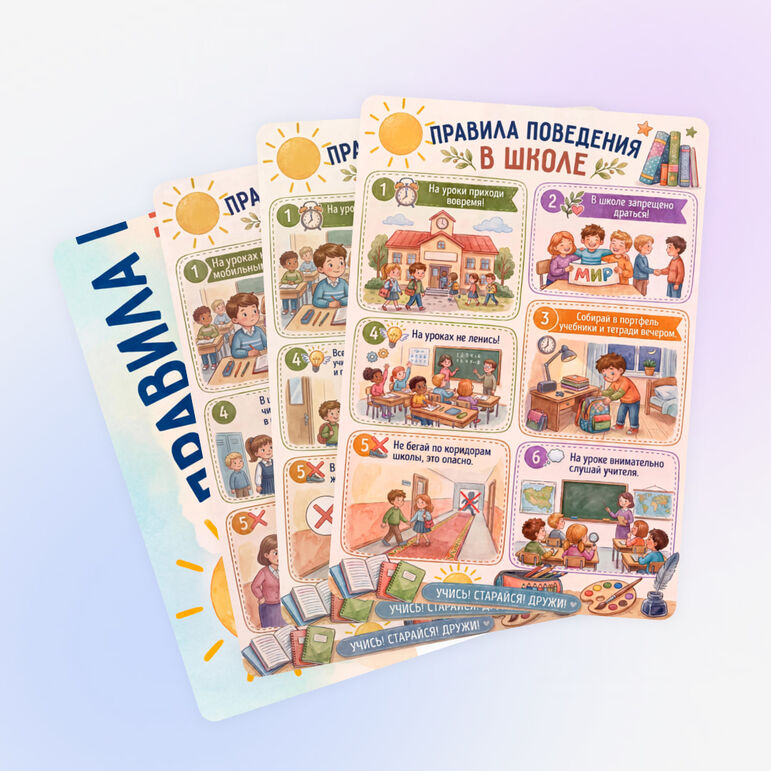 Правила поведения в школе (3 плаката)