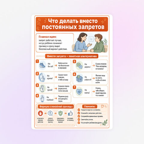 Памятка «Что делать вместо постоянных запретов»