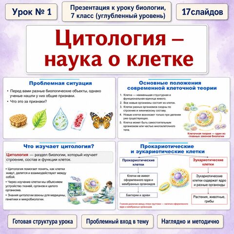 Презентация к уроку биологии (7 класс, углубленный уровень) 