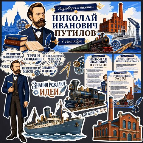 Разговоры о важном к 7 сентября 2026 г. Оформление школьной доски и класса «Николай Иванович Путилов»