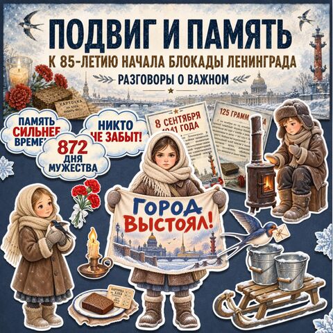 Оформление кабинета или доски «Подвиг и память. К 85-летию начала блокады Ленинграда». Разговоры о важном 07.09.2026