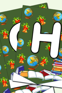 Растяжка - флажки Последний звонок! Прощай, школа! Белые буквы на темном фоне