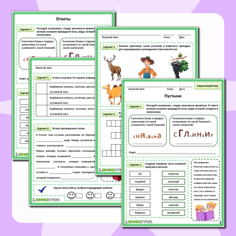 Презентация к уроку окружающего мира, 4 класс "Пустыни" УМК "Школа России"