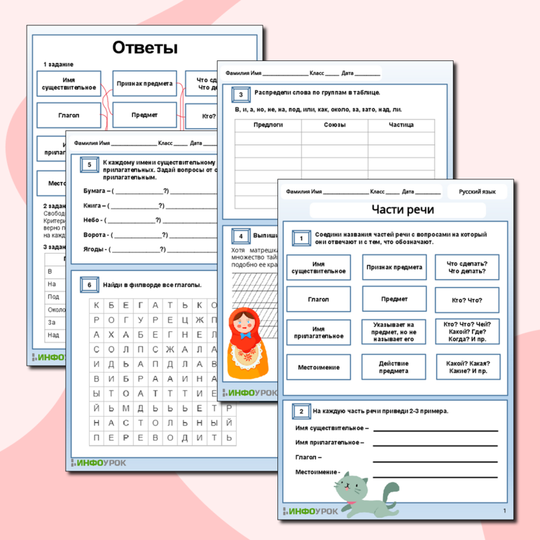 Рабочий лист по русскому языку по теме «Части речи» 3 класс.