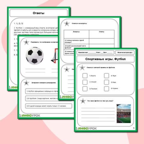 Рабочий лист по Физической культуре на тему «Спортивные игры. Футбол»