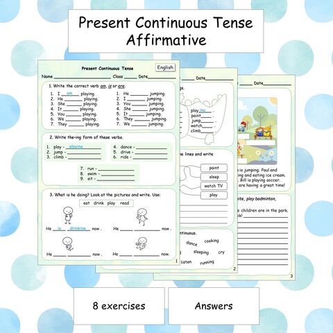 Рабочий лист по английскому языку «Present Continuous Tense (Affirmative) / Настоящее продолженное время (утвердительная форма)»