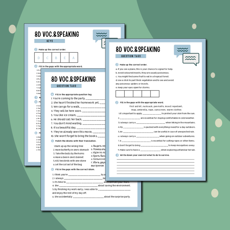 Рабочий лист для 9 класса Spotlight 9 lesson 8d Разделительный вопрос