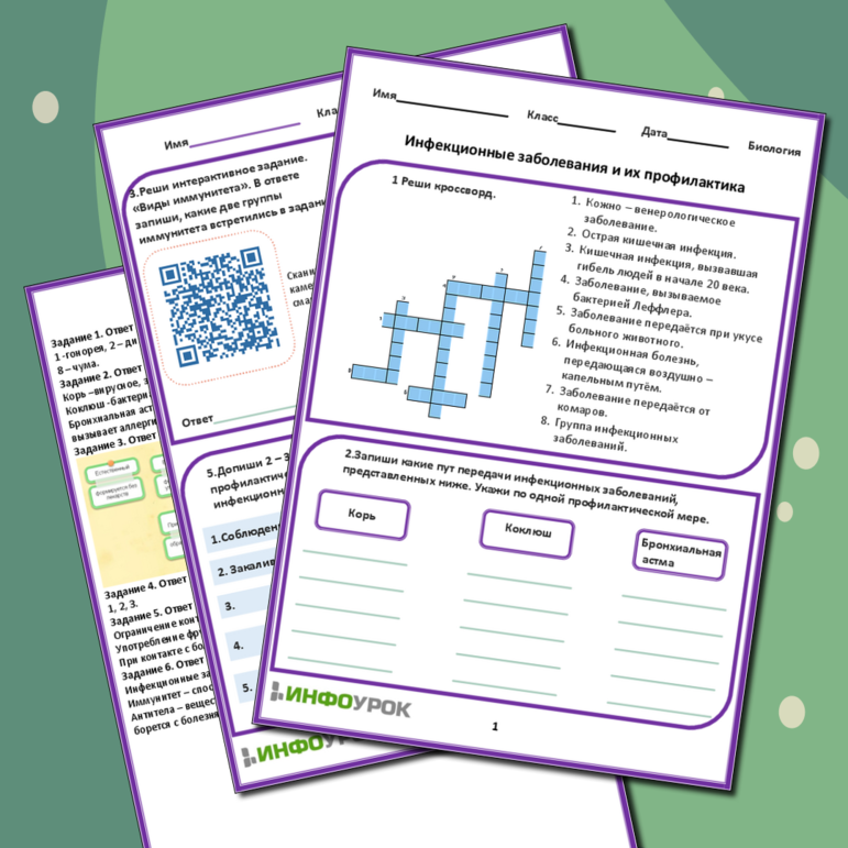 Рабочий лист «Инфекционные заболевания и их профилактика»
