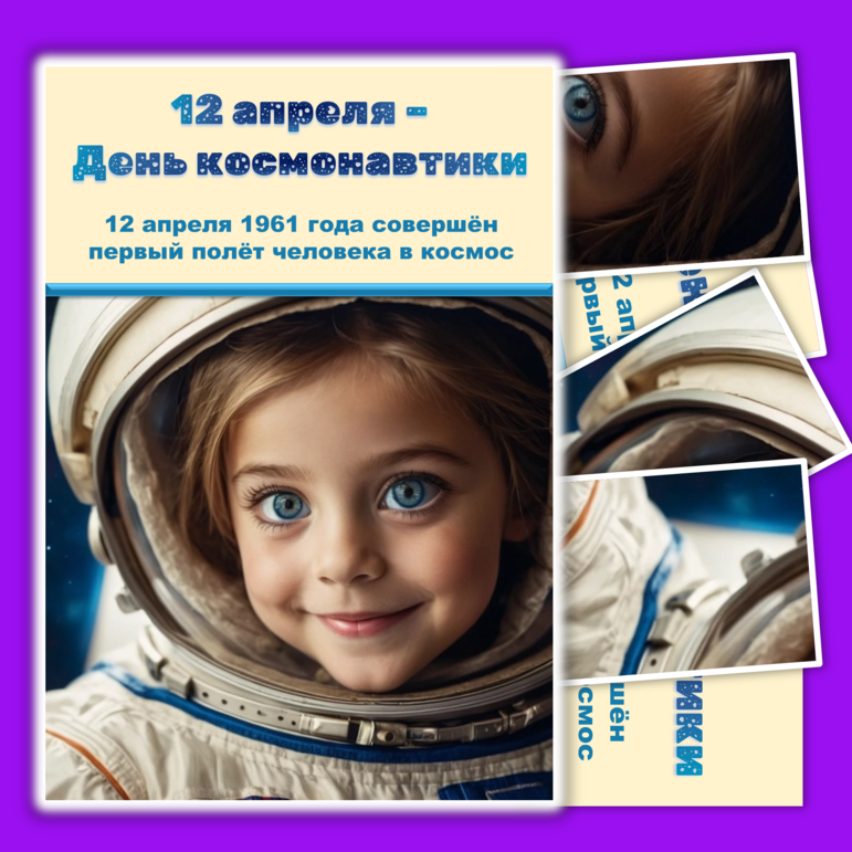 Вертикальный плакат ко Дню космонавтики