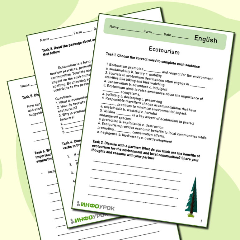 Рабочий лист «Ecotourism» («Экотуризм»)