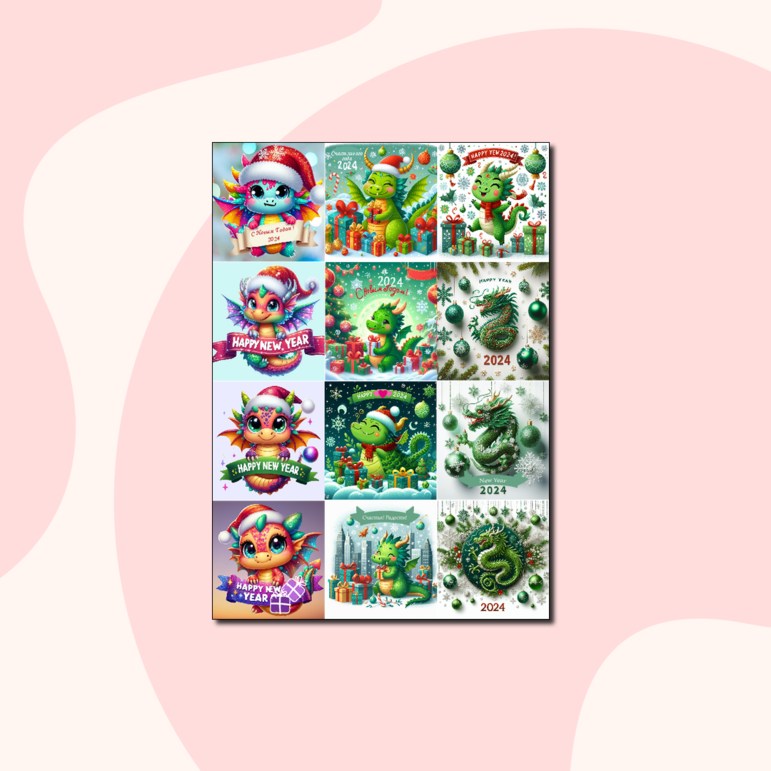 Лист новогодних мини-открыток