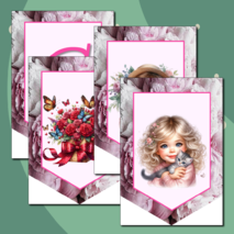 8 Марта шаблоны для оформления растяжка флажки готовые