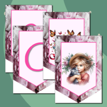 8 Марта шаблоны для оформления растяжка флажки готовые