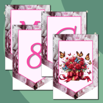 8 Марта шаблоны для оформления растяжка флажки готовые