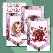 8 Марта шаблоны для оформления растяжка флажки готовые