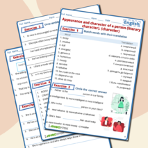 Рабочий лист «Внешность и характер человека (литературного персонажа). (черты характера)» (Appearance and character of a person (literary character). (character))