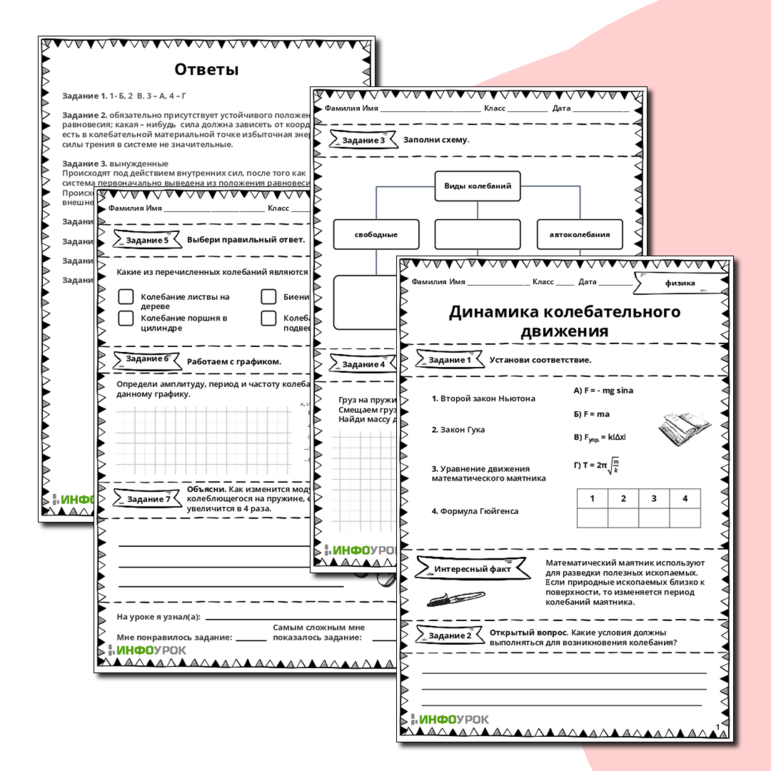 Рабочий лист по физике 11 класса Динамика колебательного движения