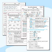 Рабочий лист по английскому языку «Was and Were (Questions) / Глаголы Was и Were в вопросительных предложениях»