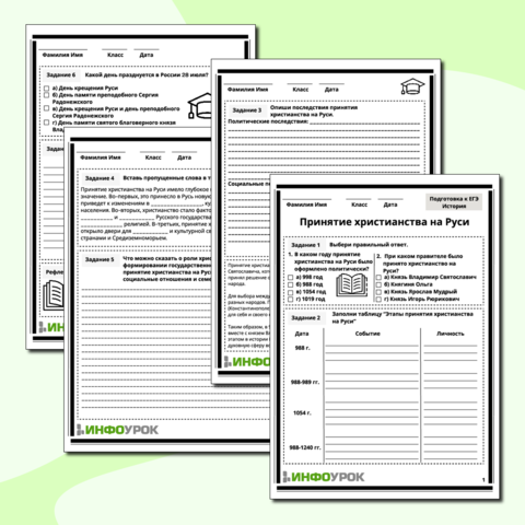 Подготовка к ЕГЭ по истории. Принятие христианства на Руси