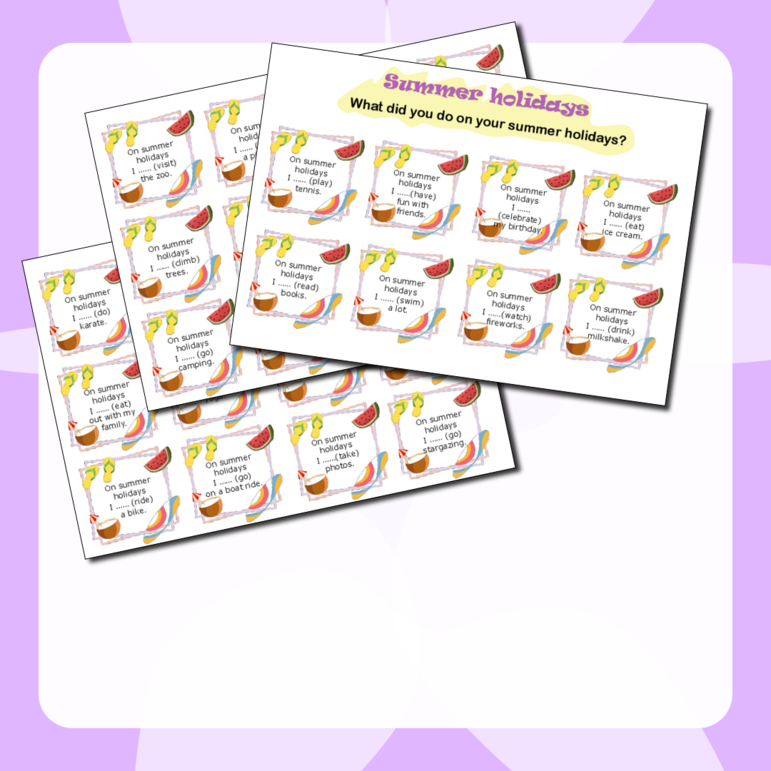 Summer holidays activities cards. Карточки. Летние каникулы.