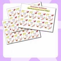 Summer holidays activities cards. Карточки. Летние каникулы.