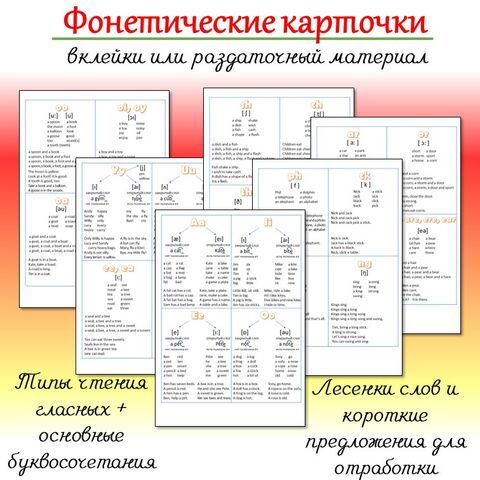 «Фонетические карточки по английскому языку (Phonics): чтение гласных в открытом, закрытом слоге, основные буквосочетания»