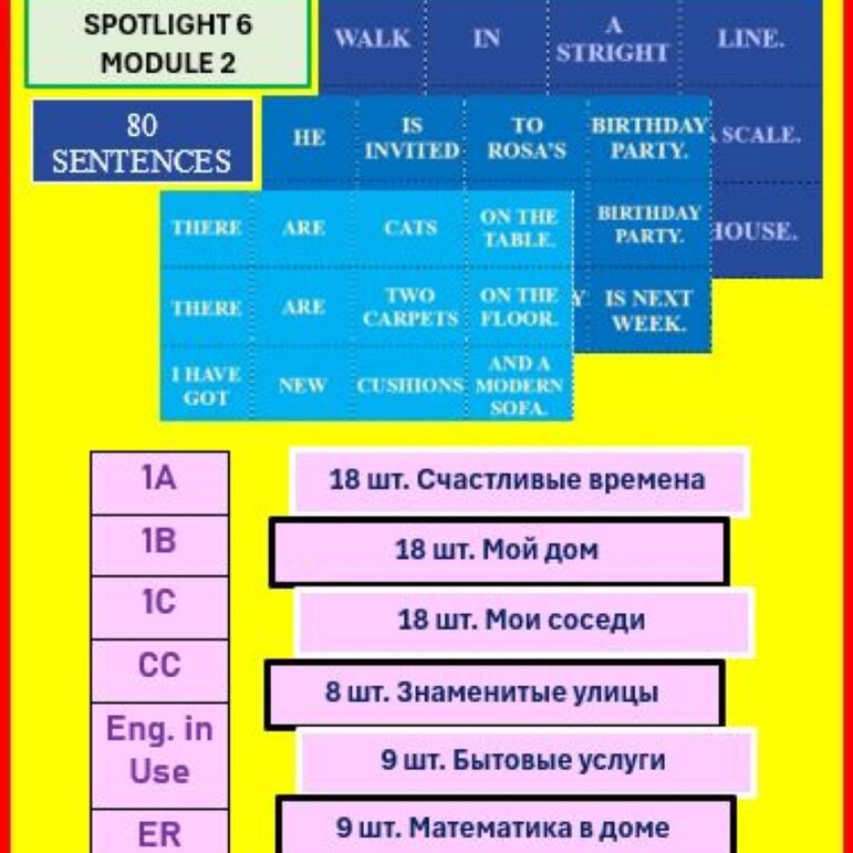 Spotlight 6 Module 2 Карточка пазл по английскому языку
