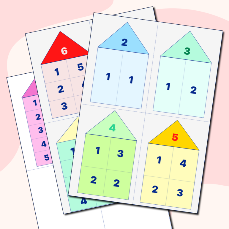 Состав числа от 2 до 10. Карточки.