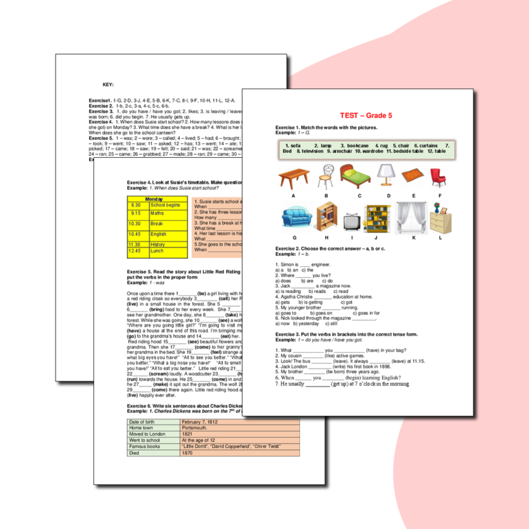 Тест по английскому языку для 5 класса "Test - Grade 5"