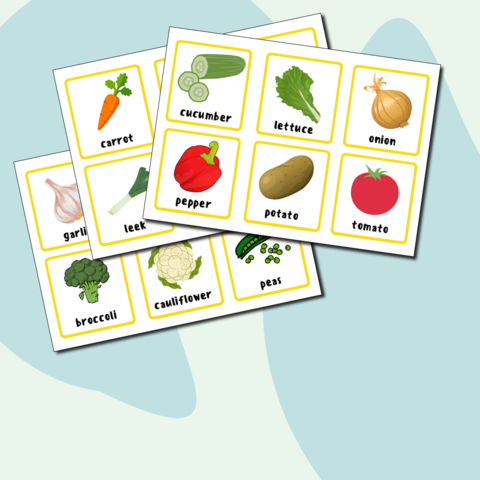 Учебные карточки на английском Овощи (Vegetables-Flashcards)