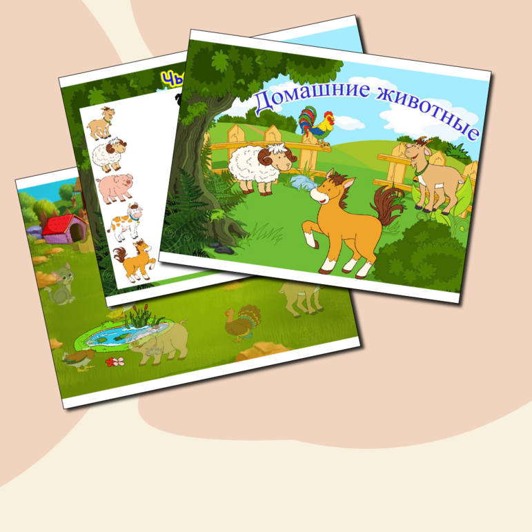 Дидактический альбом с играми на липучках "Домашние животные"