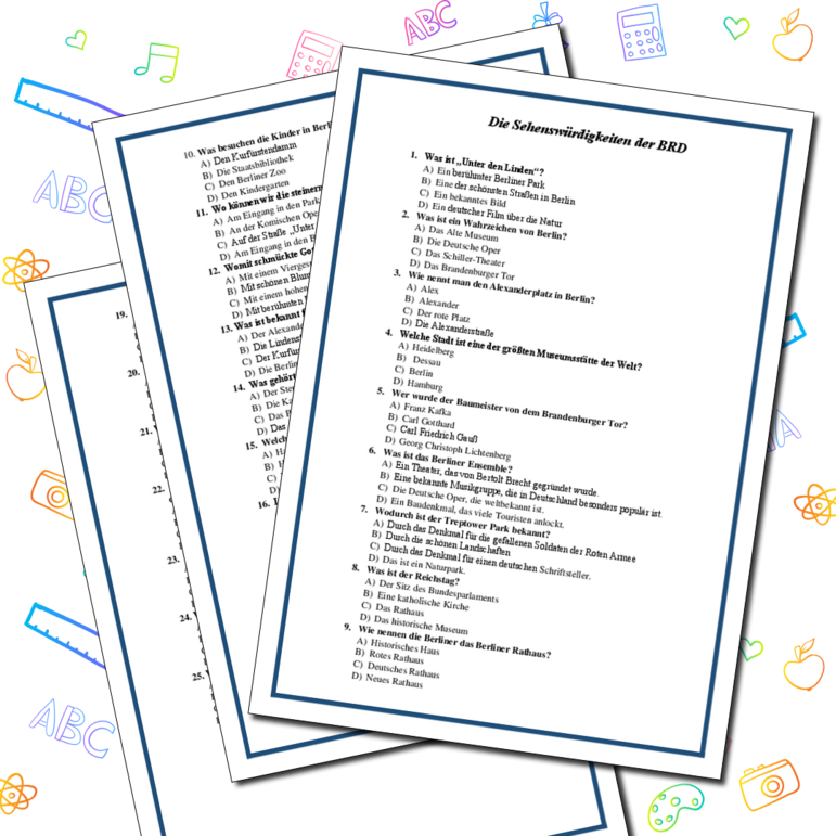 Тест на немецком языке по теме 