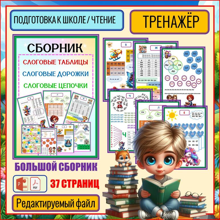 Слоги, слоговые таблицы, слоговые дорожки, слоговые цепочки. Подготовка к школе.Сборник-тренажёр.