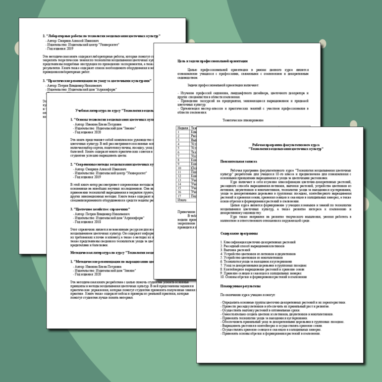 Рабочая программа факультативного курса 