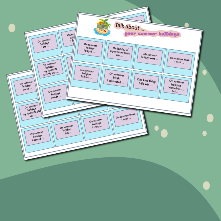 Summer holidays. Speaking cards. Летние каникулы. Карточки на говорение