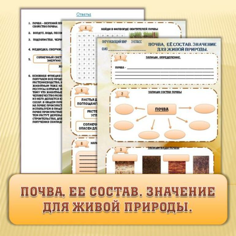 Почва рабочий лист 3 класс. Почва рабочий лист 3 класс