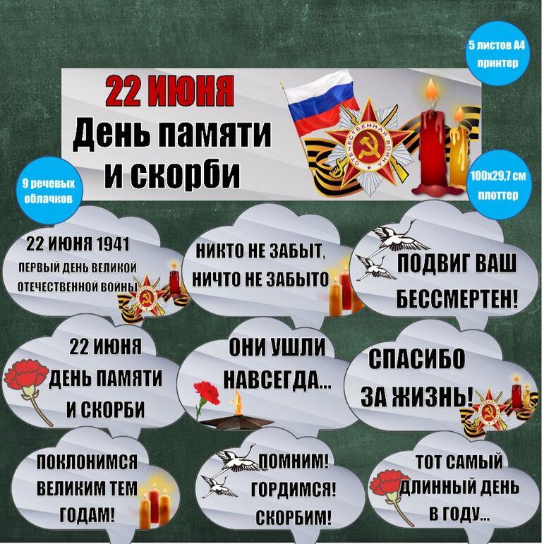 Плакат и речевые облачка к Дню памяти и скорби (22 июня)
