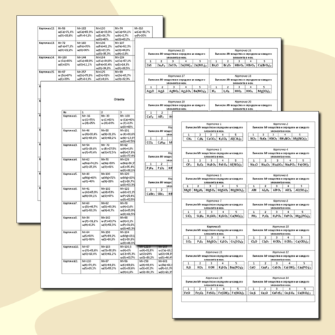 Карточка-тренажёр по химии. Молекулярная и массовая доля химического элемента.
