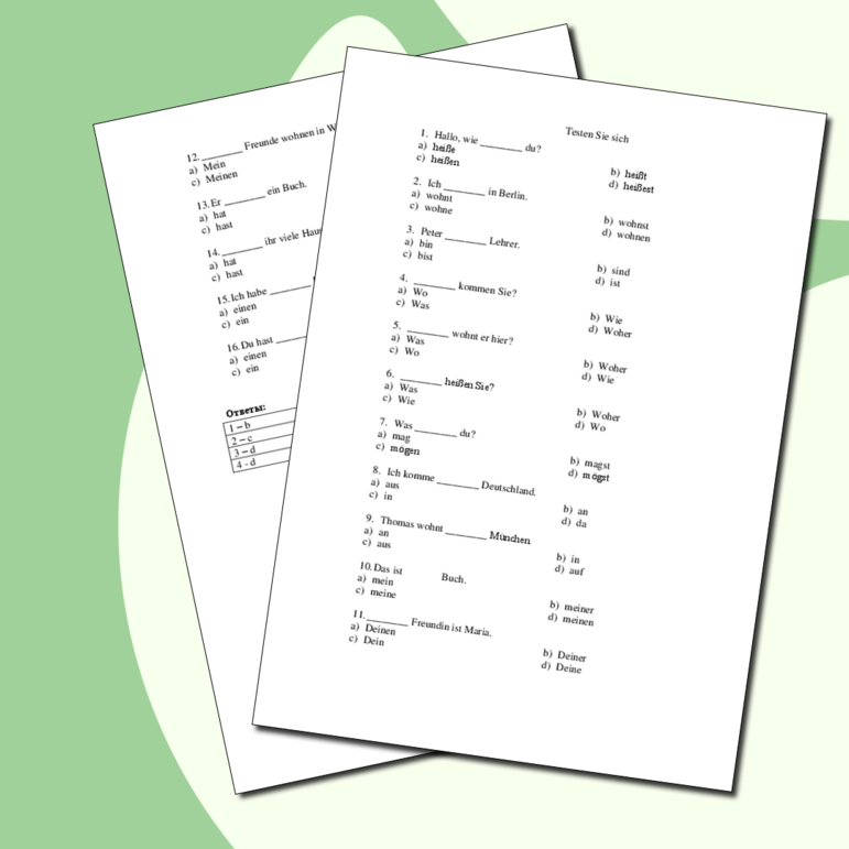 Грамматический тест к учебнику Horizonte 5