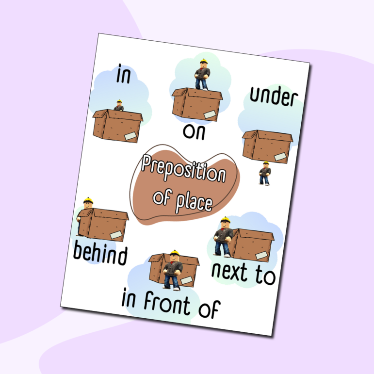 Плакат по английскому языку "preposition of place"