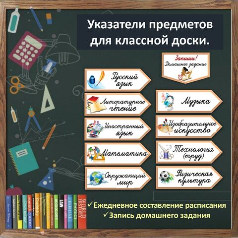 Указатели предметов для классной доски