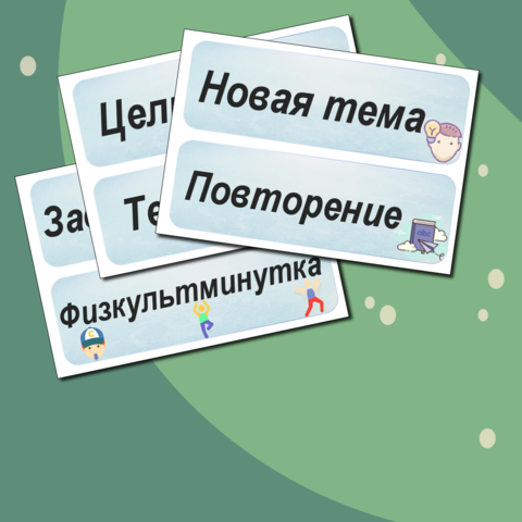 Карточки на доску (тема,цель, задачи урока и т.д)