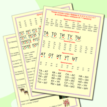 Дидактический материал: буква и звук Т. Чтение слогов и слов с буквами а, о, и, у, ы, н, к, с, т