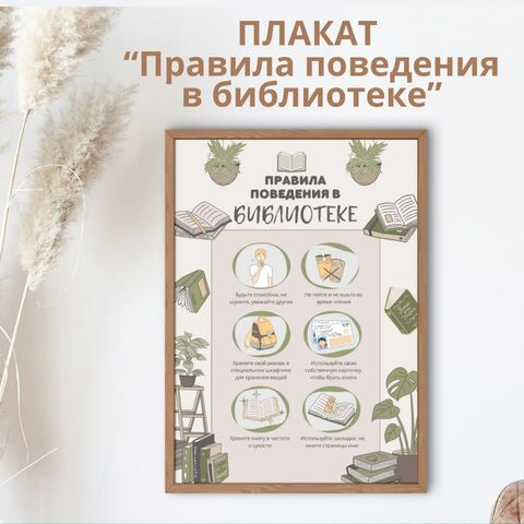 Плакат. Правила поведения в библиотеке.